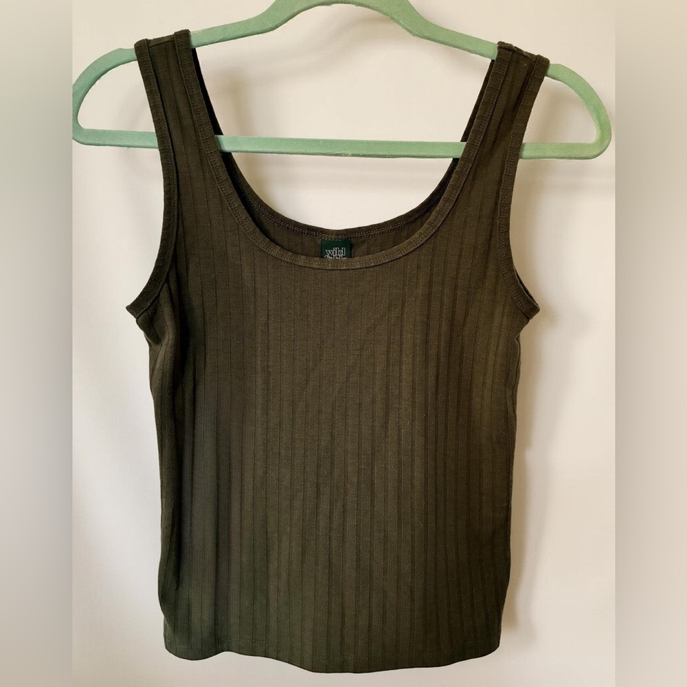 Wild Fable Dark Green Ribbed Tank Top